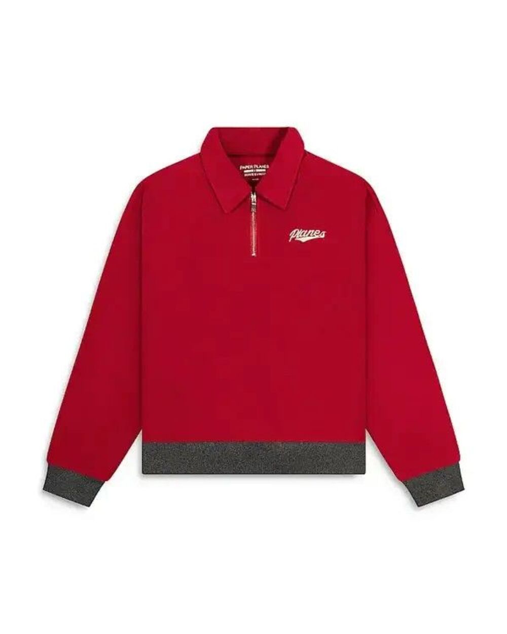 PAPER PLANES Sweatshirt Mens Medium Red Reverse Fleece Half Zip Pullover $138
